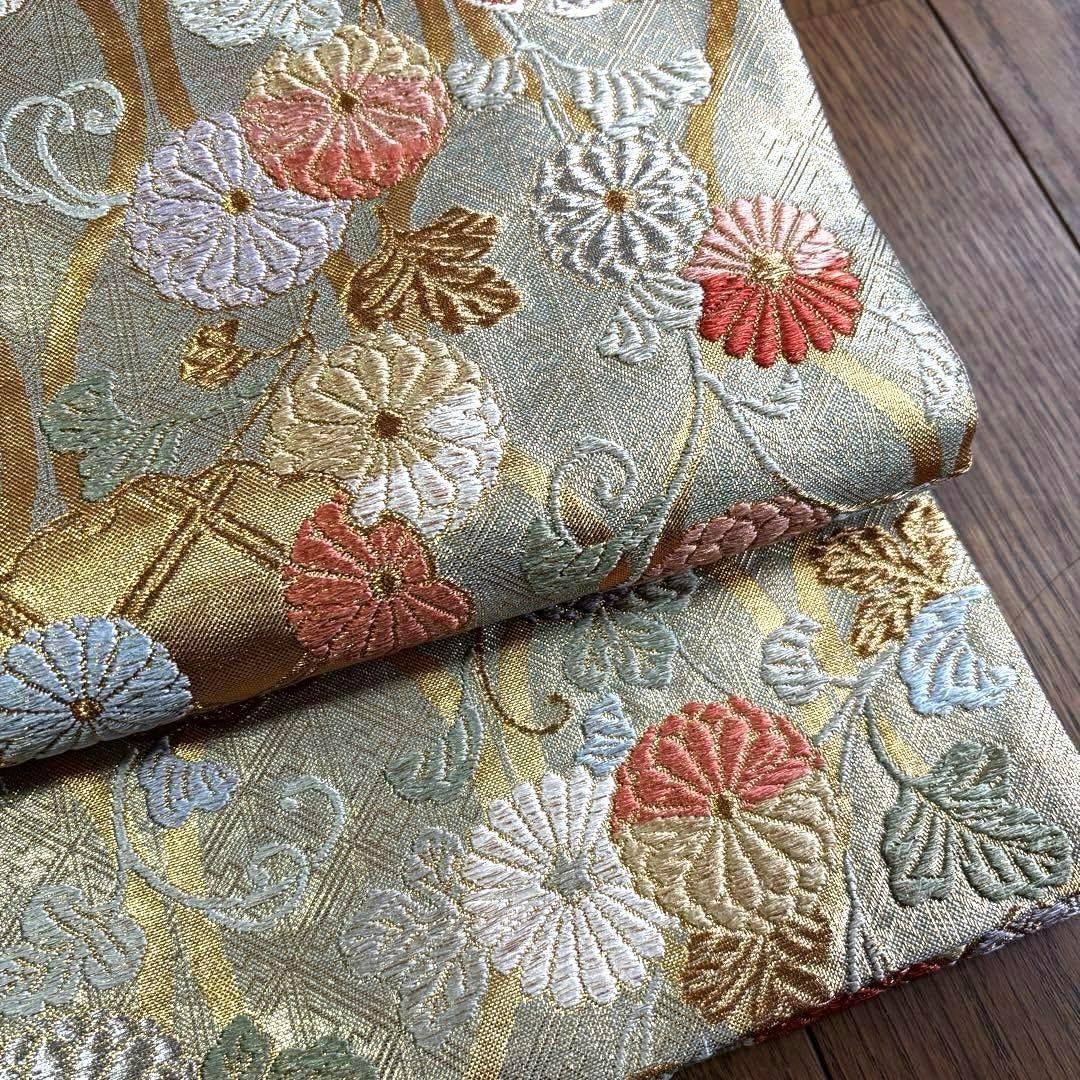 正絹 袋帯 金銀糸 四季の花文様 菊 桜 藤 フォーマル 訪問着 留袖に